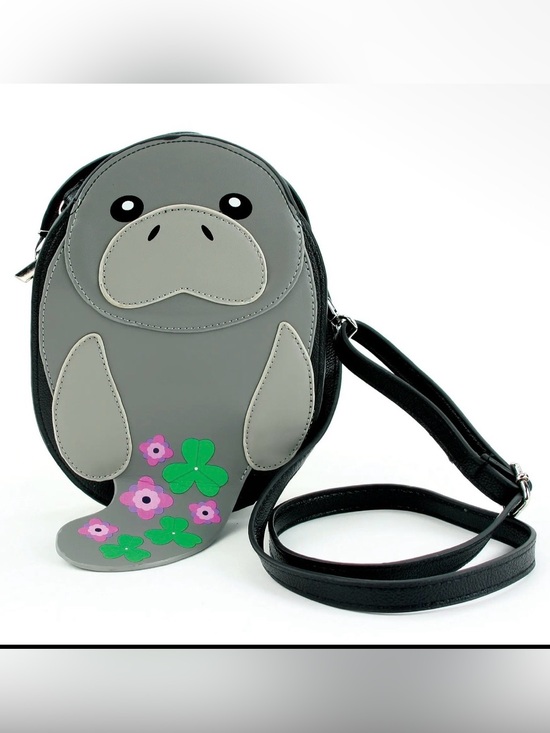 Handbags - Manatee Crossbody Bag with Floral Accents